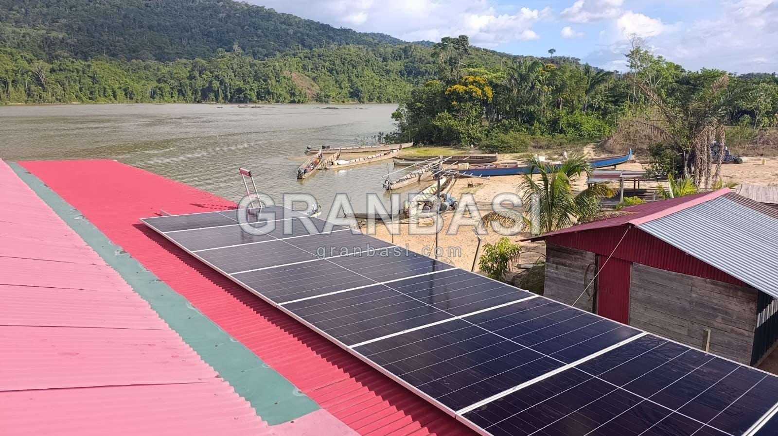 Solar roof in a river village
